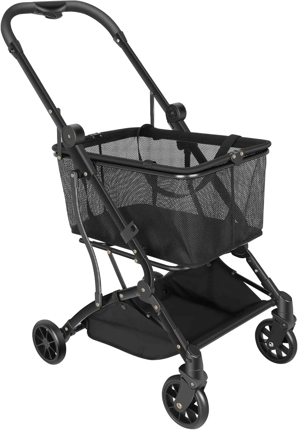 Shopping Cart Collapsible Utility Trolley Cart Features up 60 lbs Total Weight Capacity, Stylish Detachable Carry Bag, Swivel Ti