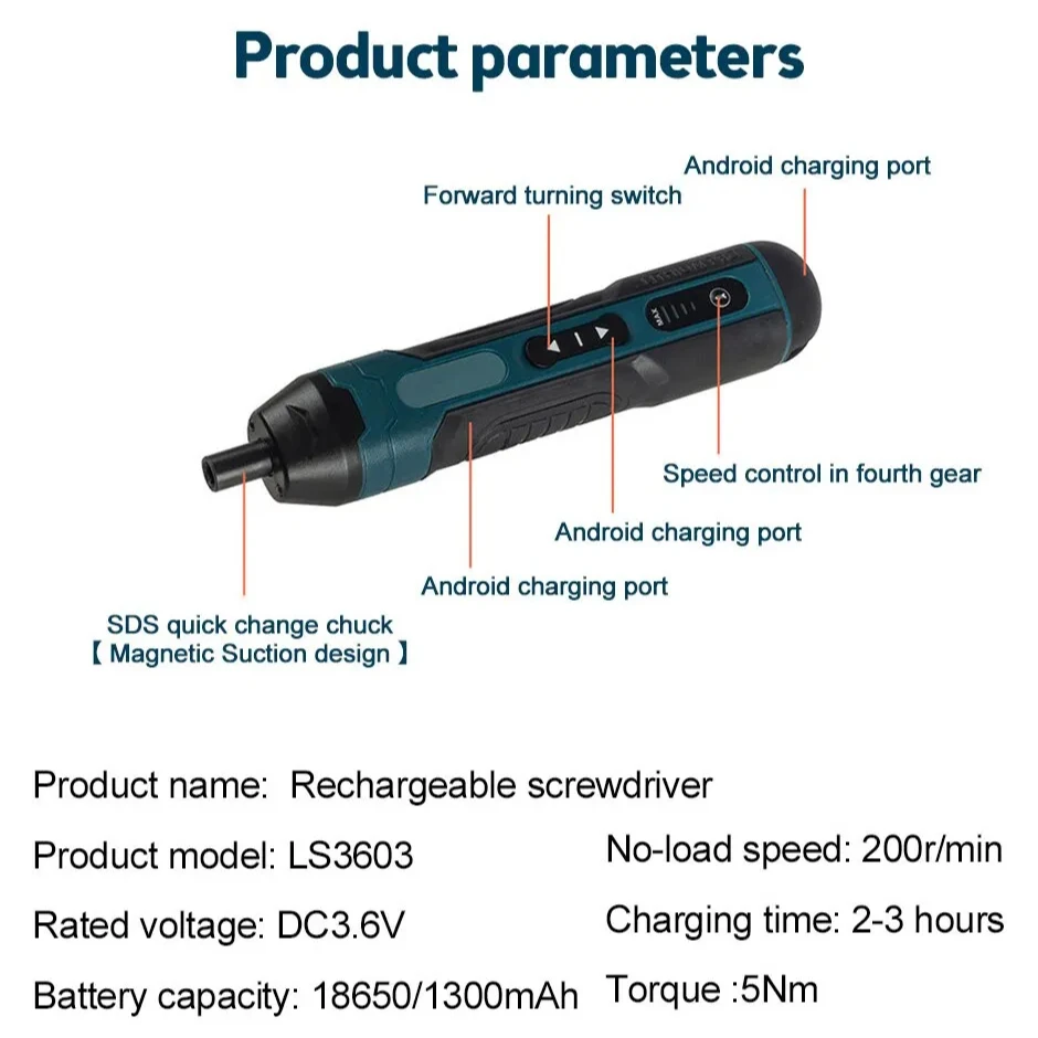 Jeu de tournevis électriques sans fil multifonction 3.6V, Mini perceuse réglable avec lumière LED pour l'entretien et la réparation de précision de bricolage