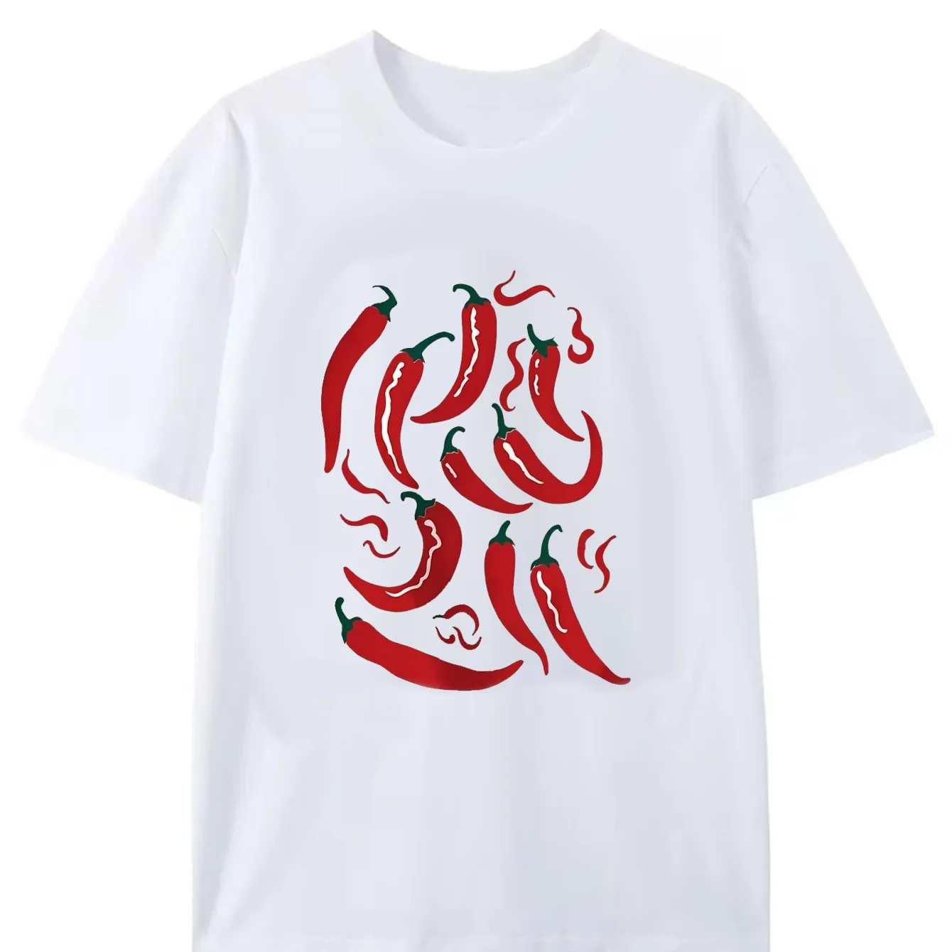 Tee Graphic Print - Flat Style Short-Sleeve Round-Neck T-Shirt with