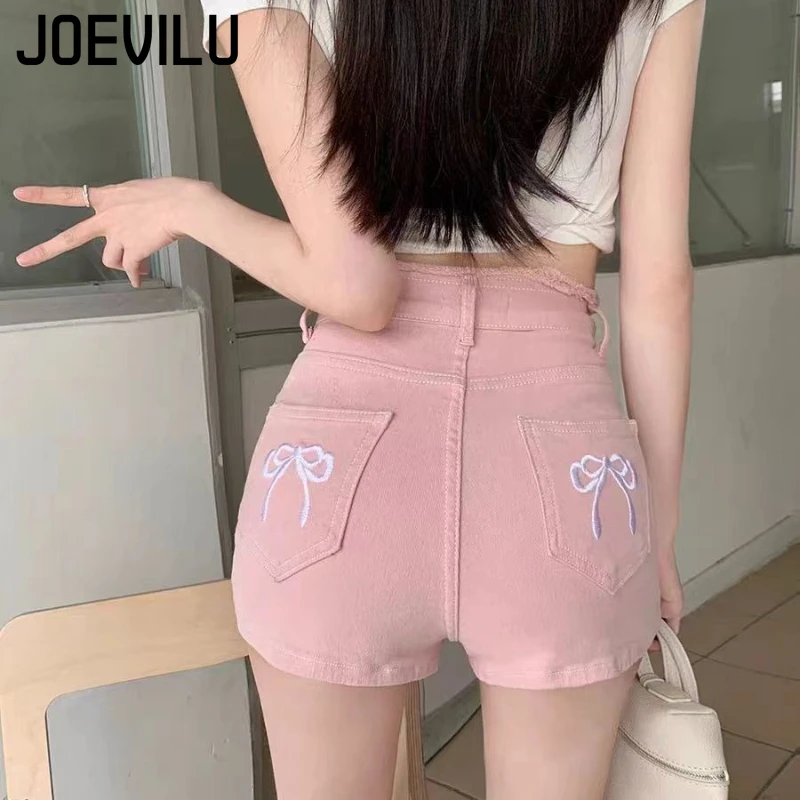 

Женские джинсовые шорты с милым бантом и вышивкой с кисточками, летние узкие прямые брюки с высокой талией в американском стиле, сексуальные шорты