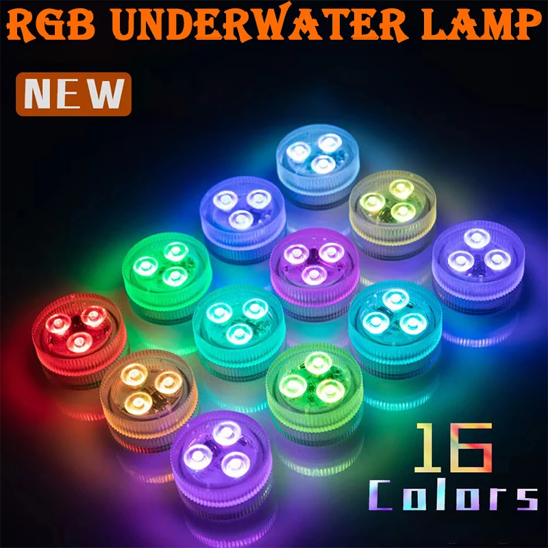 Lampu LED kolam renang 3LED Remote Control, lampu selam ikan RGB, lampu bawah air untuk vas akuarium