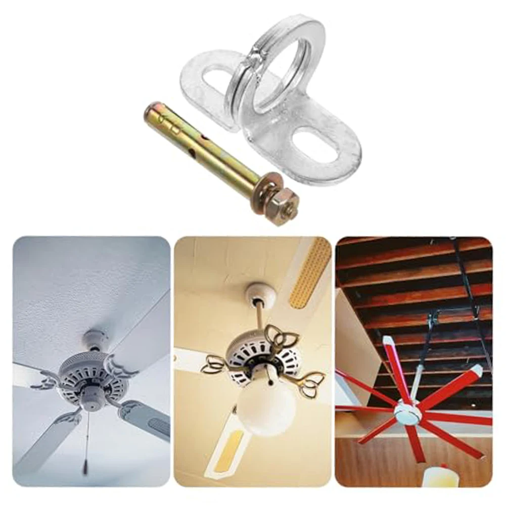 Iron Hooks with Ceiling Plates for Stable Hanging of Heavy Objects Including Ceiling Fans Flower Pots Chandeliers and Swings