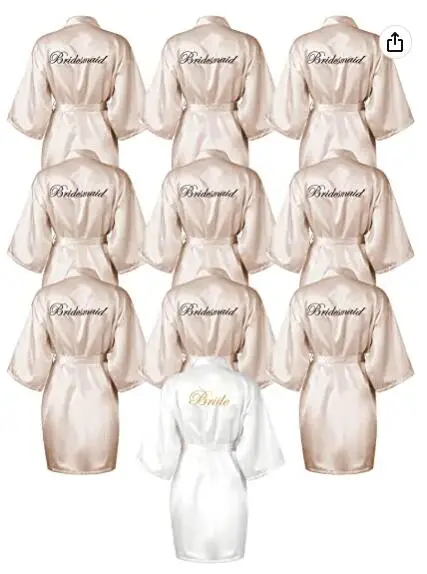 Satin Silk Robes Plus Size Wedding BathRobe Bride Bridesmaid Dress Gown Women Clothing Sleepwear Maid of Honor Rose Gold