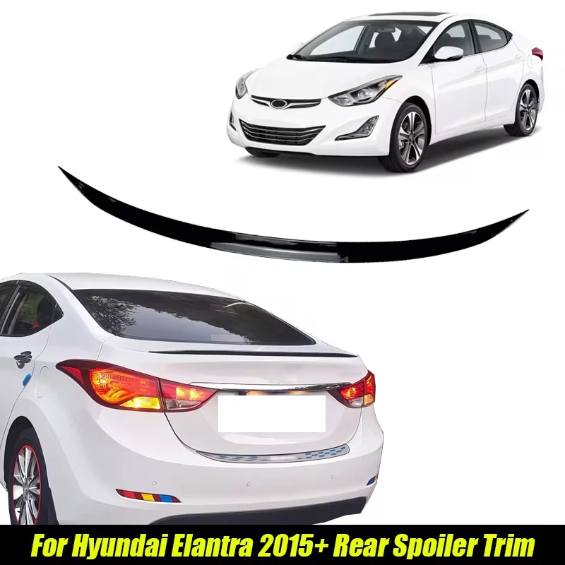For Hyundai Accessories Elantra AD 2011+ Car Rear Roof Trunk Spoiler Wing Boot Lip Glossy Black Soft Plastic