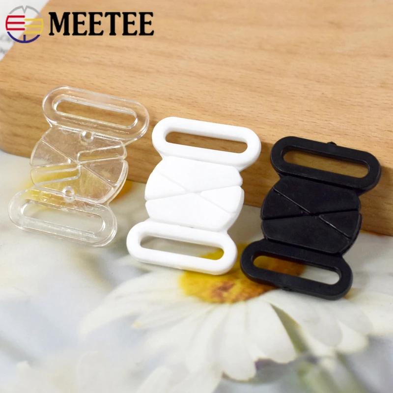 100/200Sets 18mm Plastic Resin Bra Buckles Transparent Underwear Connect Adjust Hook Clasp Bikini Clip Button Decorative Buckle