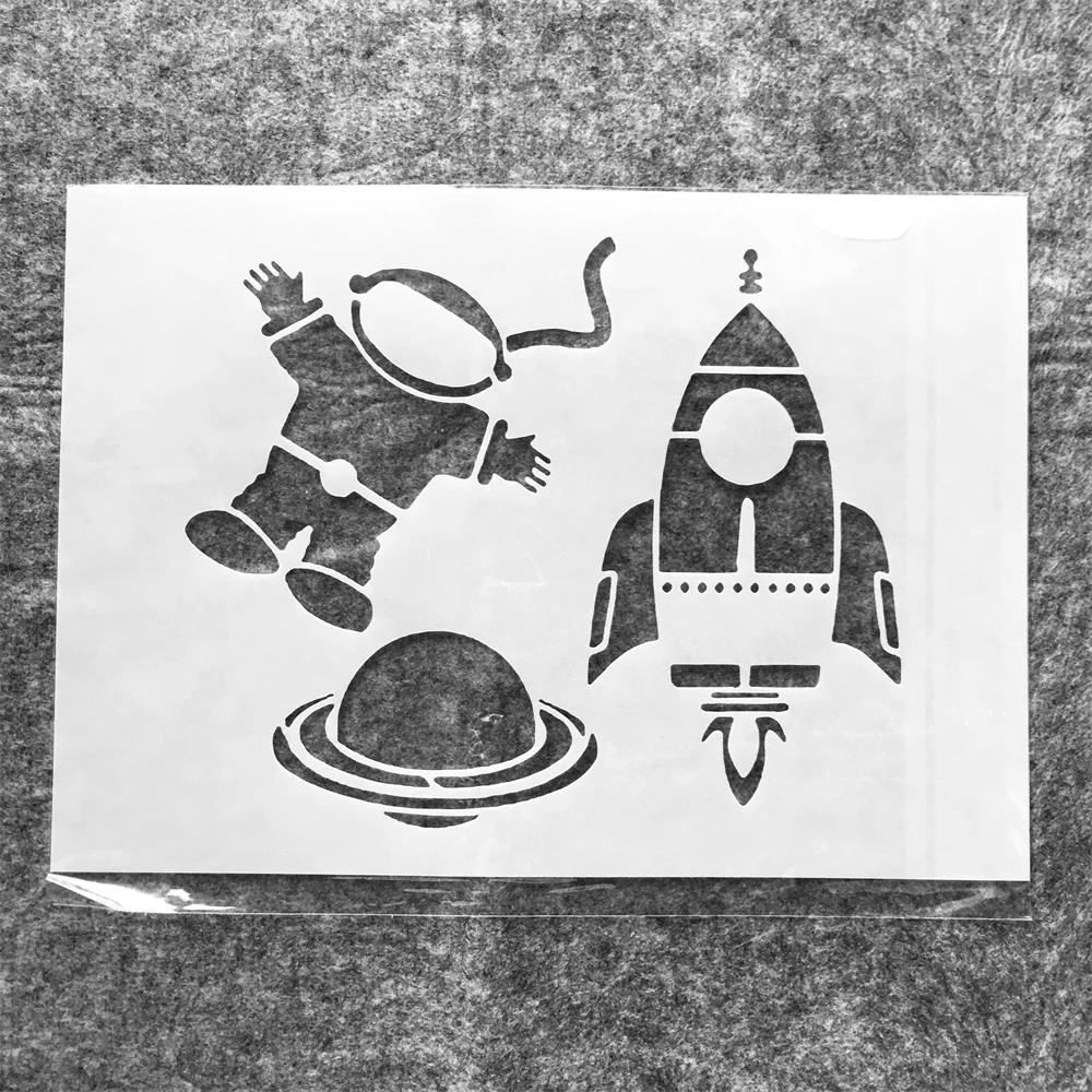 A4 29cm Spacecraft Astronaut DIY Layering Stencils Wall Painting Scrapbook Coloring Embossing Album Decorative Template