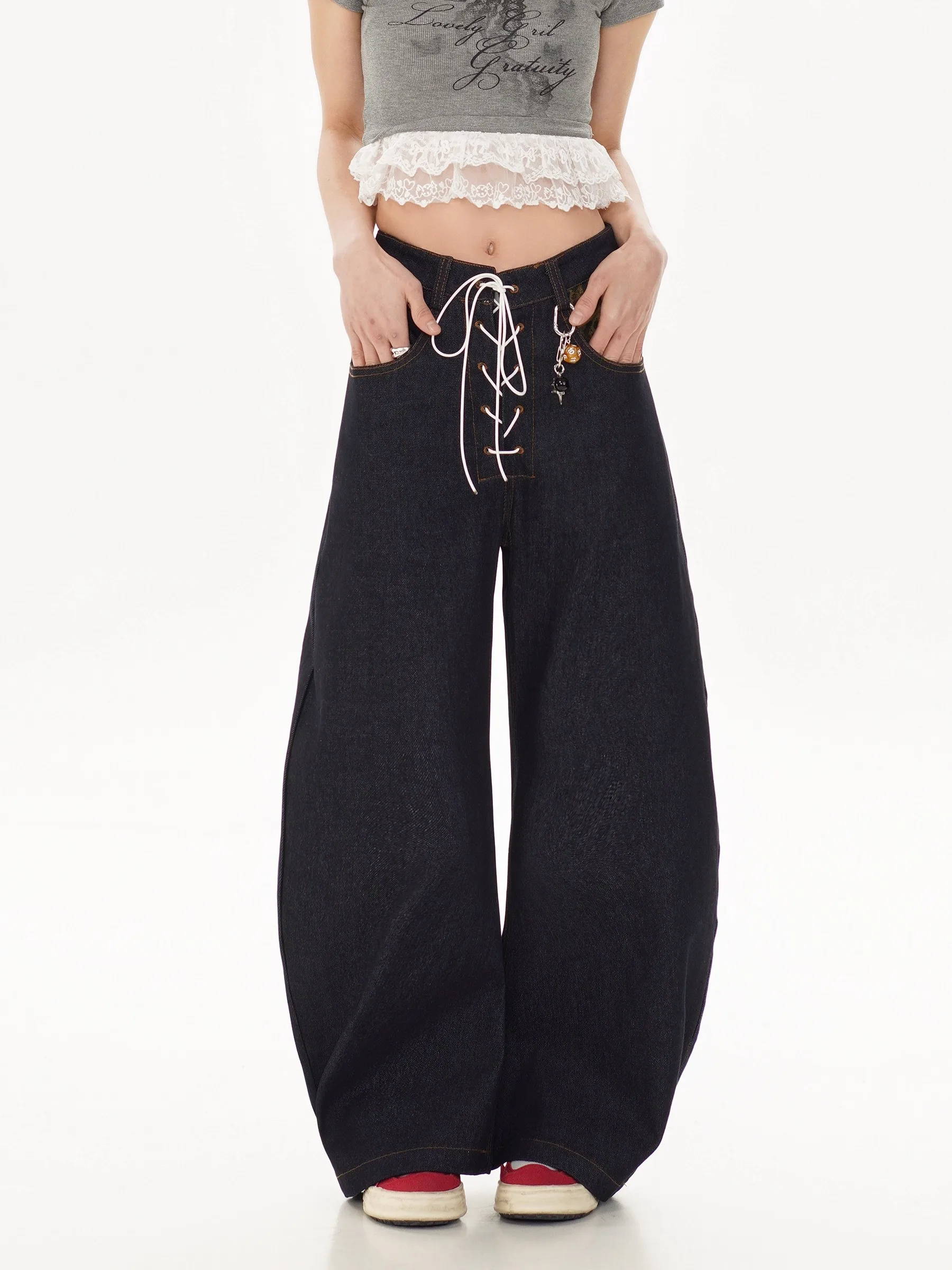 여성용 Y2k 블랙 청바지 카고 헐렁한 미적 90년대 빈티지 바지 하라주쿠 스트리트웨어 2000년대 Emo Trashy 데님 바지 의류