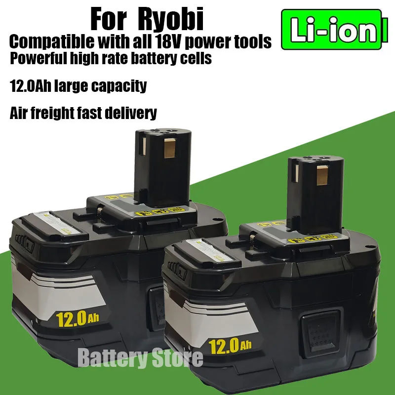

FOR RYOBI 18V Battery 12.0Ah-15C Large Capacity 18V Lithium ion Compatible with All Power Tools P104 P107 RB18L50 RB18L20 P108