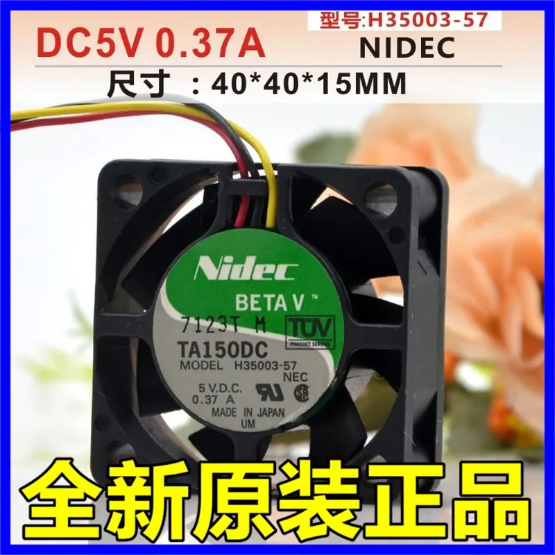 for Nidec H35003-57 DC5V 0.37A 4015 3-Wire Cooling Fan 4CM Large Air Volume