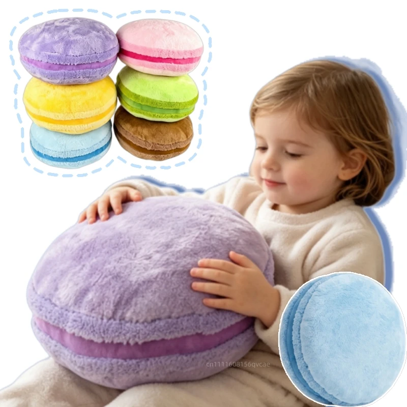 Fun Creative 6Colors Soft Macaron Shape Plush Cushion Round Dessert Cake Pillow Sofa Home Decor Wedding Cushion Birthday Gift