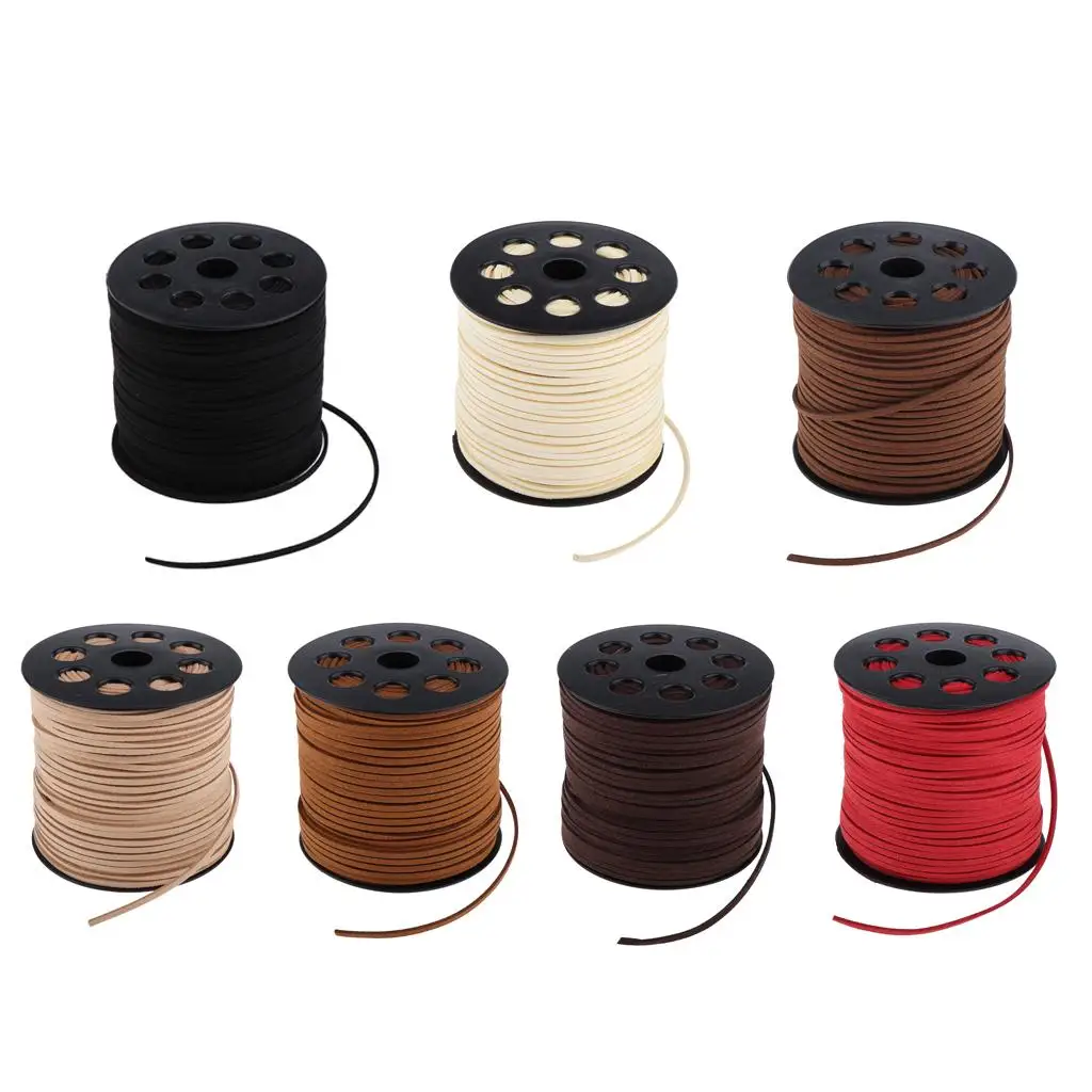 Flat Microfiber Suede Cord Consistent Width Braided Leather Craft Laces for DIY Jewelry Sewing and Garment Lacing