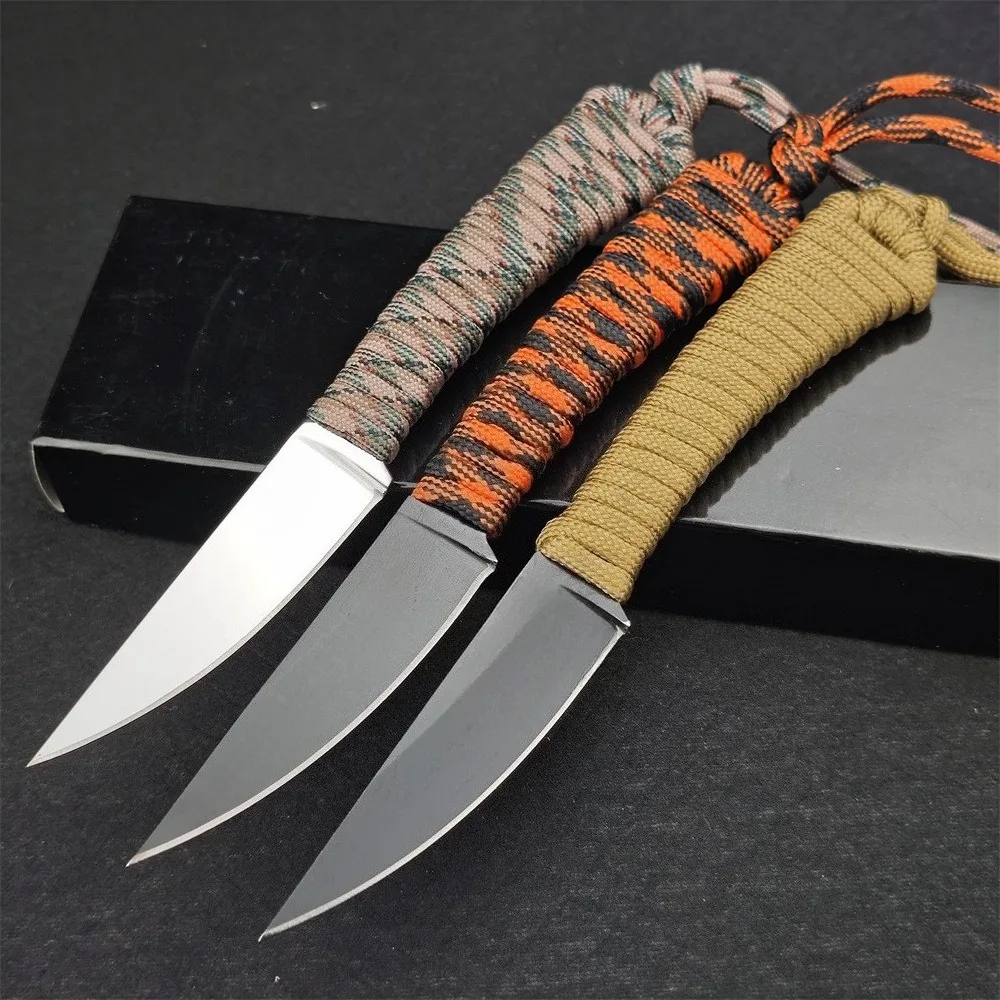 

Многофункциональный нож с фиксированным лезвием, стальное лезвие 440C с нейлоновой веревочной ручкой, инструмент для кемпинга, охоты, пешего туризма, альпинизма с ножнами