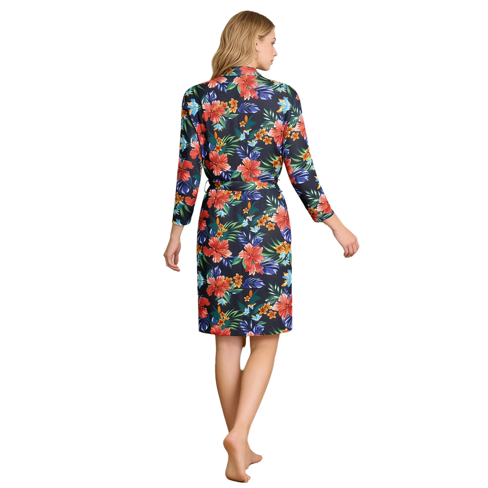 Maternity Robe Matching Baby Swaddle Blanket Mommy Labor Delivery Night-robe with Receiving Blankets Sleepwear Loungewear