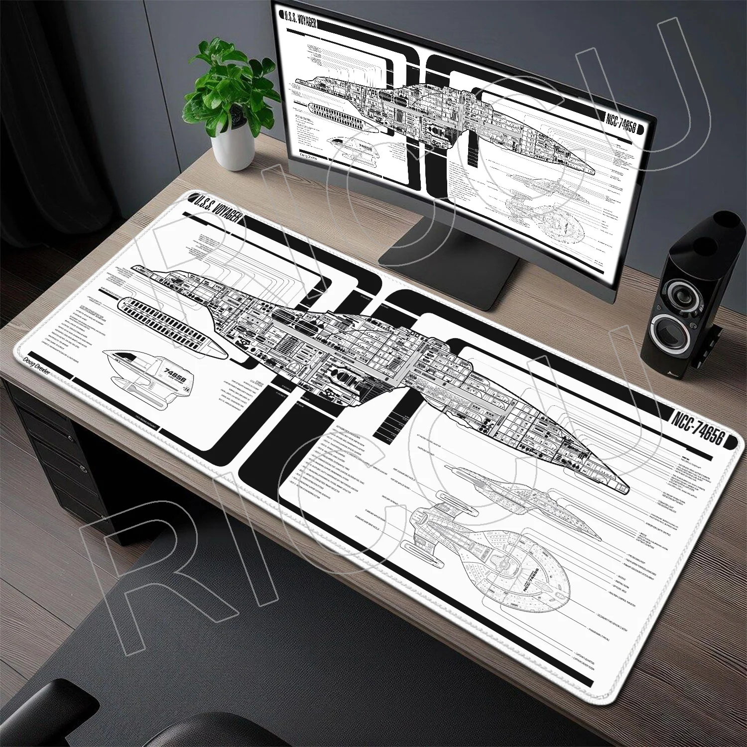 

HD print Game Mouse Pad Star Trek Office PC Accessories Keyboard Extended Starship Blueprint Gamer Computer Cabinet XXL Desk Mat