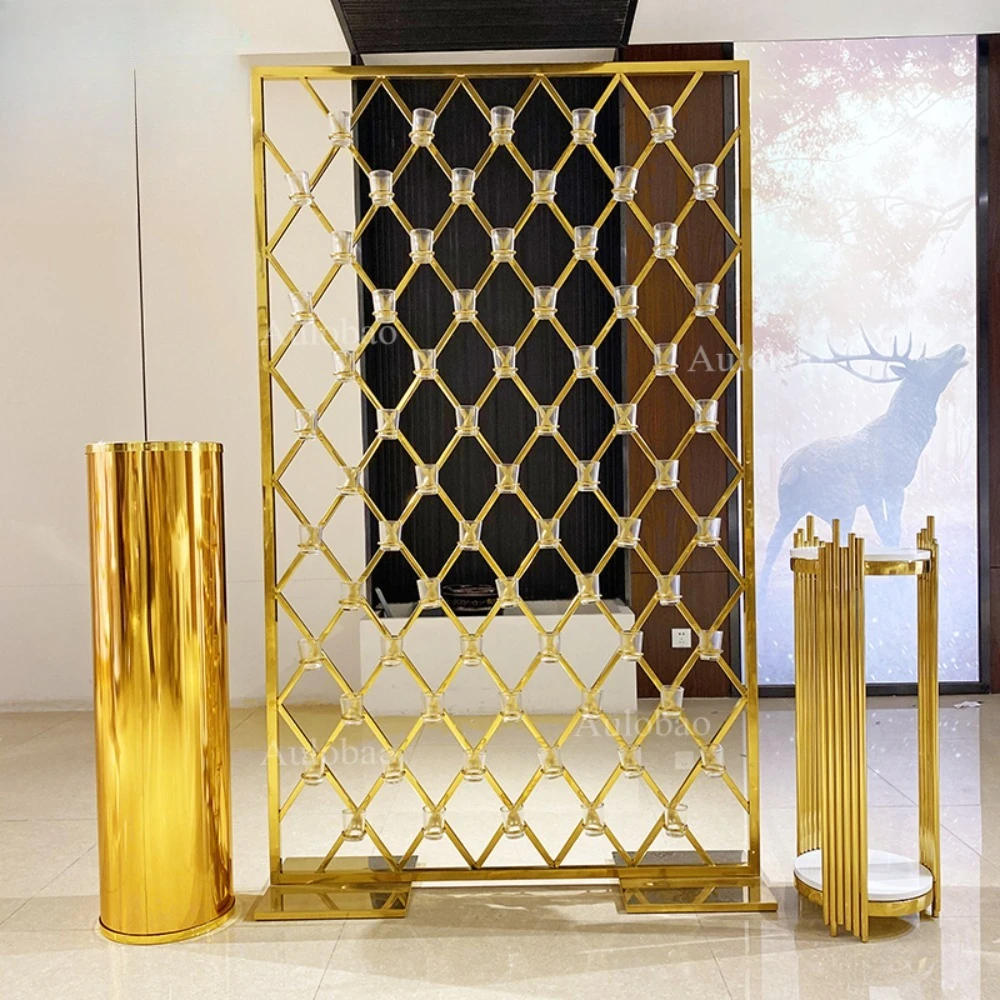

Luxury design gold stainless steel metal wedding background flower stand for display party