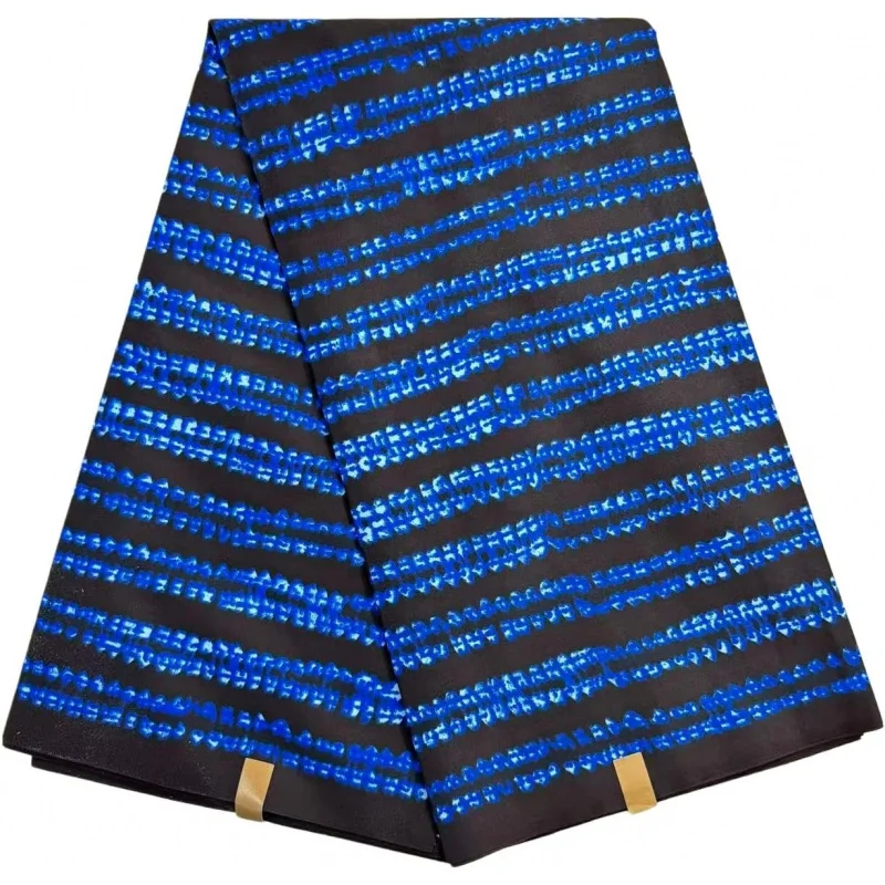African Ankara Fabric, Navy Blue Polyester Tribal Print, 6 Yards x 45 Inches, Dashiki Wax Pattern for Party Dress Making