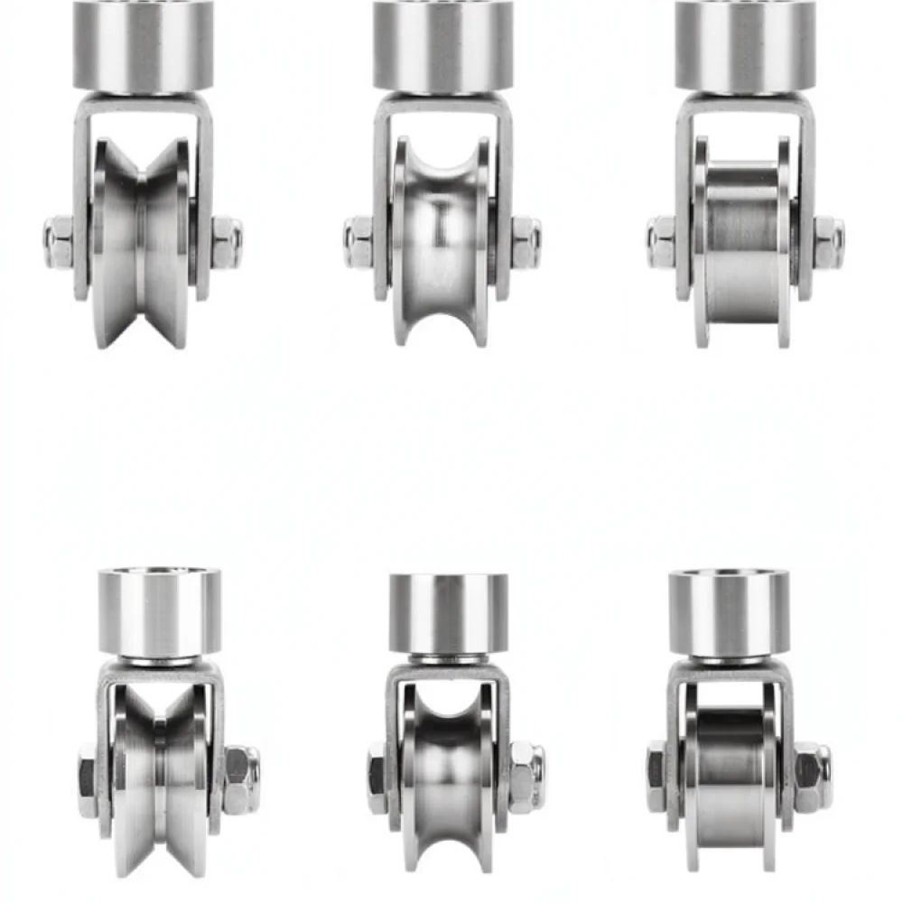 Stainless Steel 304 Rotating Pulley Wheel Sliding Door Track Roller V Groove H Type U Shape Hardware Replacement