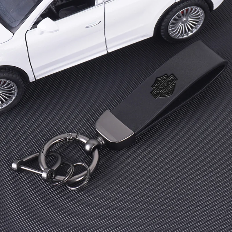

For Harley Davidson Electra Glide Ultra Classic PA1250 114 1250 Vintage Leather Motorcycle KeyChain 360 Degree Rotating Key Ring