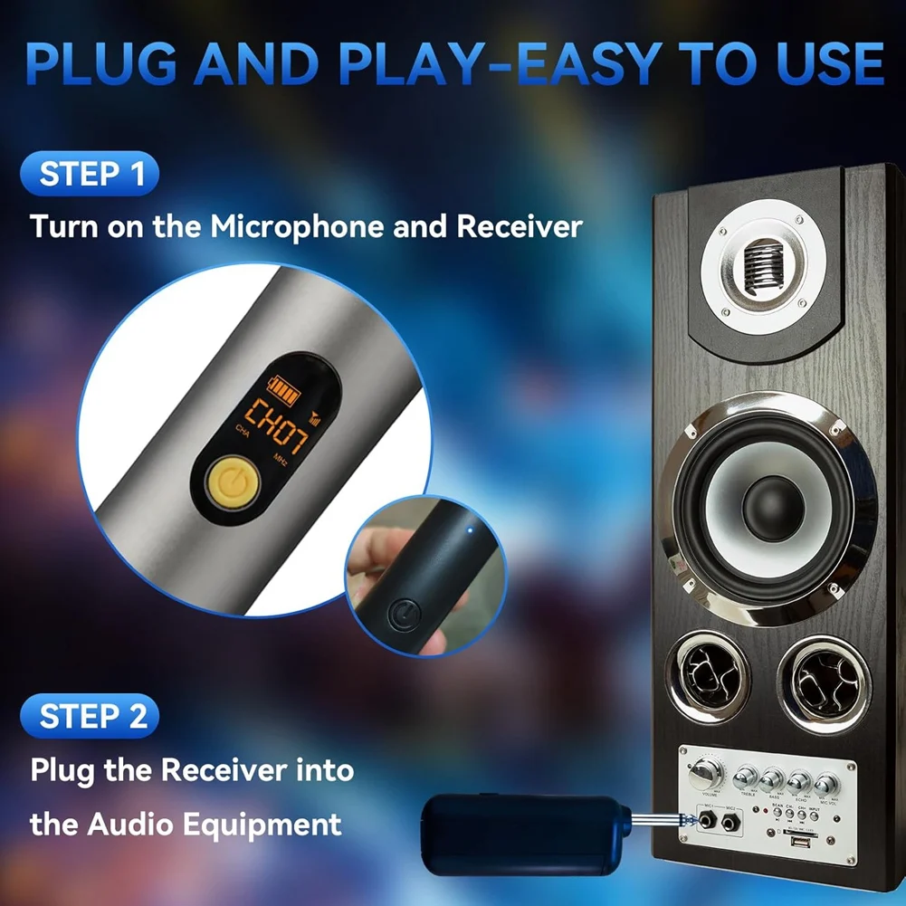 T23C UHF Cordless Wireless Microphone Handheld Dynamic Professional Microphone System For Karaoke Singing, Church, Speech