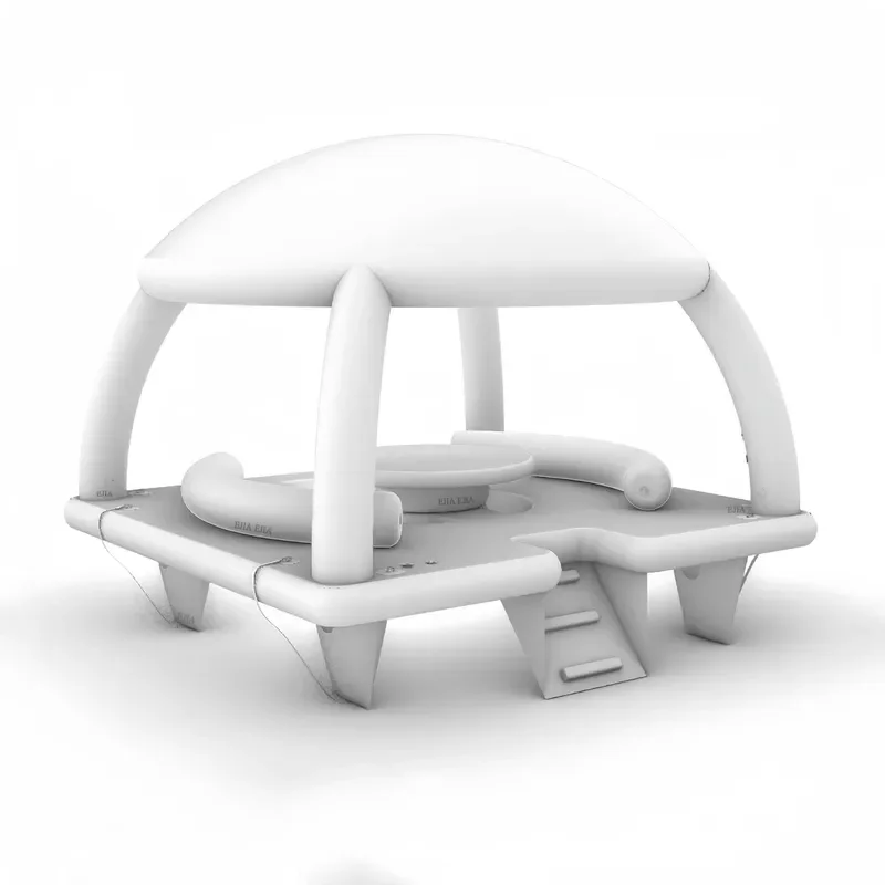 Large Inflatable Floating Island With Sunshade Tent For Lake Water Party Leisure Entertainment Platform Equipment Outdoor Use