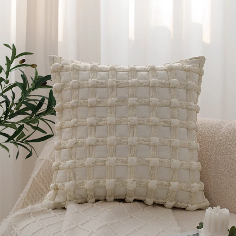 Cushion Cover Pillowcase for Living Room Sofa Bedroom Car Decoration Milky White Dot Pillowcase 45x45cm Pillow  Cover