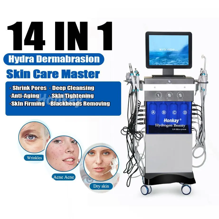 Máquina Facial multifuncional 14 en 1 para hidrodermoabrasión, dispositivo de Spa para el cuidado de la piel, limpieza profunda con fotones BIO