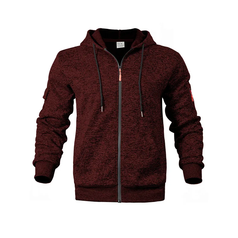 Amerikanischer Herren-Sweater aus schwerem Samt, Retro-Stil, mit kationischen Taschen, Kapuze und Reißverschluss, trendiger Sportpullover für Männer – Detail 14