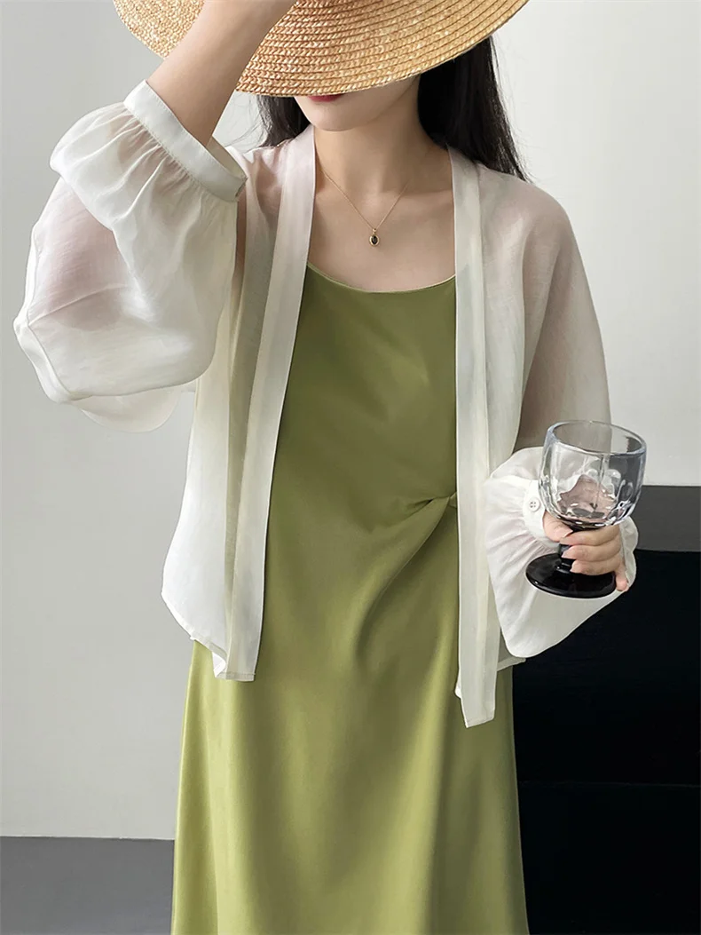 Women New Spring Rayon Short Sunscreen Shirts Long Sleeve Lightweight Solid Cardigan For Women Coats Chic Outwear camisas shirts