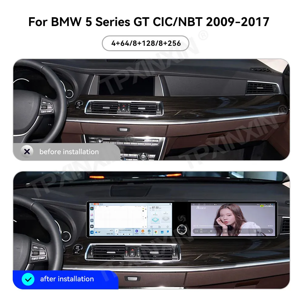 Dual 12.3 Inch CarPlay For BMW 5 Series CT CIC NBT 2009-2017 Android14 Car Radio GPS Navigation Multimedia Player Head Unit Auto