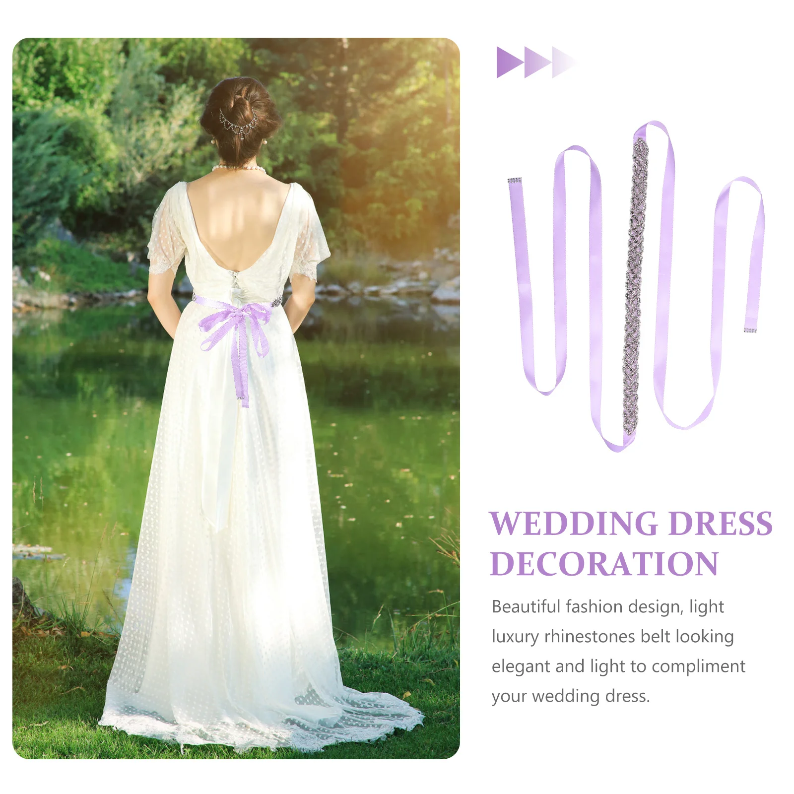 Abito da sposa Cintura in vita con strass per trapano ad acqua Nastro da sposa di lusso leggero ed elegante per cintura con strass per festa di nozze