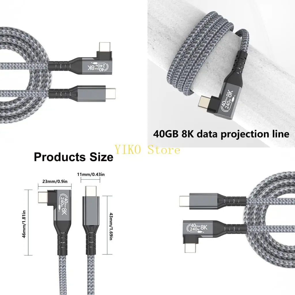

K32C Удлинительный кабель с коленом 90° типа C, 40 Гбит/с, кабель для передачи данных «папа-папа», с поддержкой видео 8K, 60 Гц