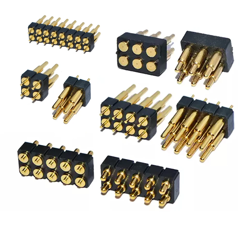 JCD 1pc Spring Loaded Pogo Pin Connector Plug 4 6 8 10 12 14 16 20 Pin Dual Row Surface Mount SMT DIP Height 7.0mm Pitch 2.54mm