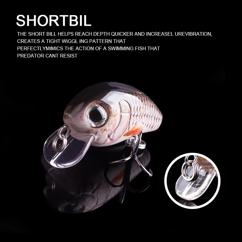 Señuelos Crankbait Hanlin – Mini Wobbler hundimiento lento para lubina