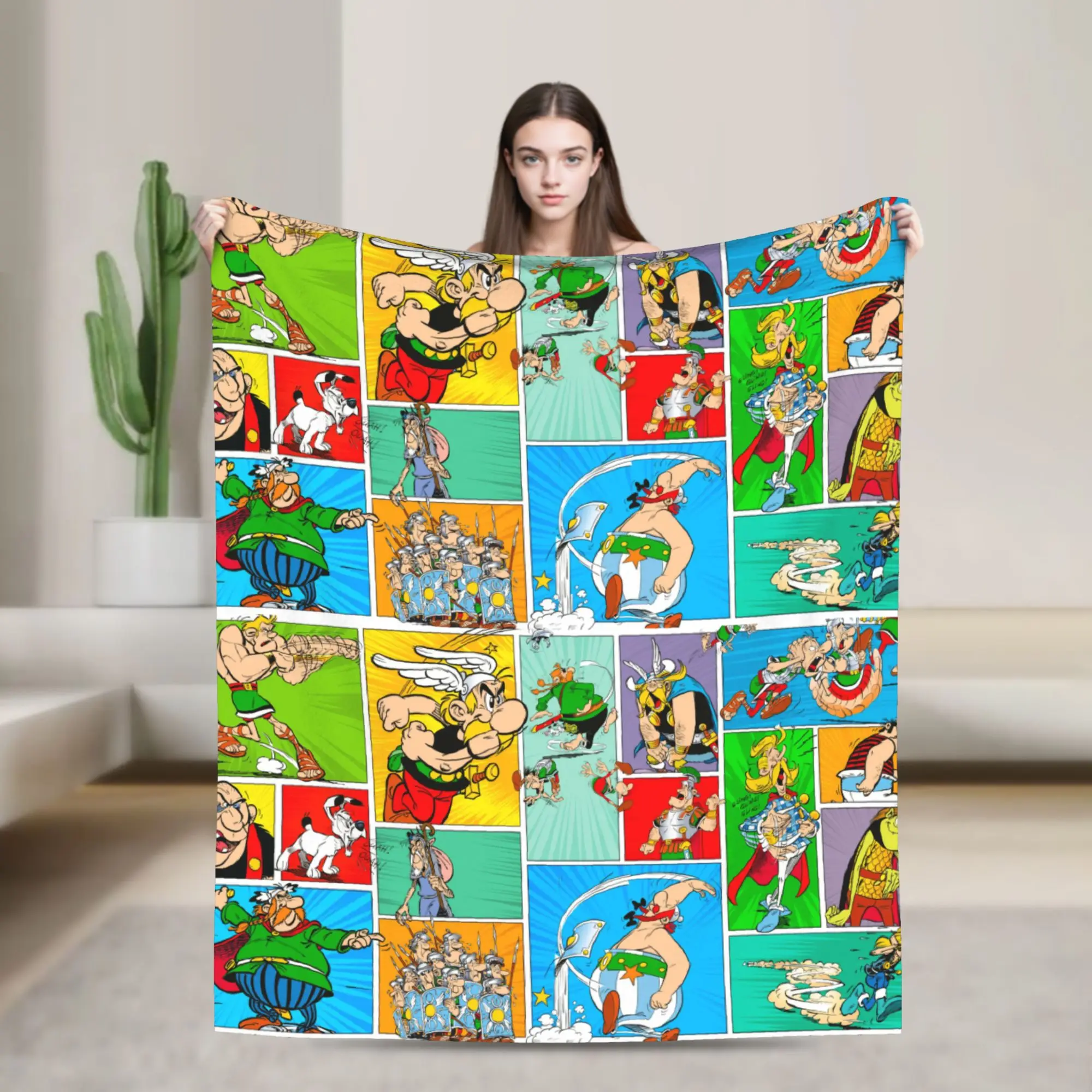 

O-belixs And Dogmatix A-sterixs Blankets Anime Flannel Awesome Warm Throw Blankets for Home Restaurant All Season