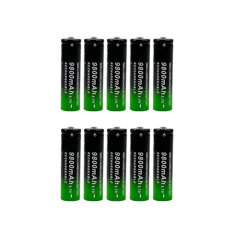 18650 Battery Rechargeable Battery 3.7V 9800mAh Capacity Li-ion Rechargeable Battery for Flashlight Electric Fan Battery+Charger