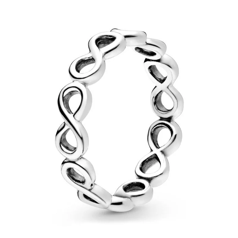 رائجة البيع 925 خواتم فضة تكويم لانهائي القلب ستار القمر القوس للنساء الأصلي الفضة 925 خاتم الزواج الحلي #3