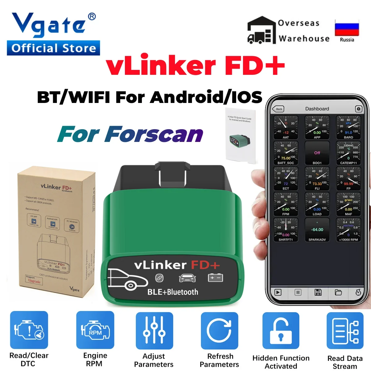 Vgate VLinker FD ELM327 FORScan For Ford WiFi Bluetooth 4.0 OBD2 Car Diagnostic Auto Tool OBD 2 Scanner J2534 PK ELM 327 V 1 5