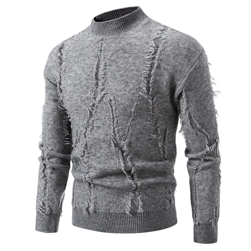 

Men's Knitted Sweater Large Size 236P45 Casual Comfortable Long Sve f High Collar Warm Polyester Fiber Youth Faion