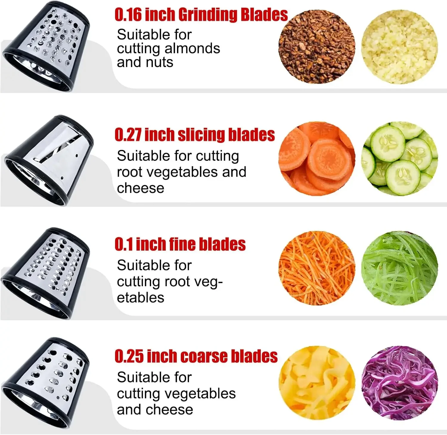 모든 KitchenAid 스탠드 믹스 슬라이서 슈레더 부착물(KitchenAid용), 슬라이서 부착물(블레이드 4개 포함)