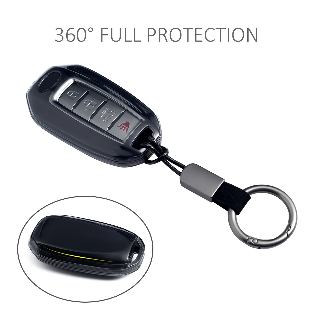 Slim Car Key Fob Case Cover Keychain Holder For Infiniti Q50 Q60 QX50 QX55 QX60 Accessories Black Transparent view 4