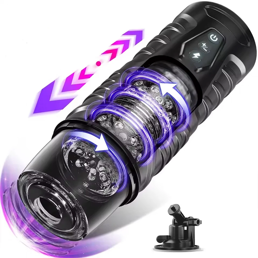 Adult Sex Toys Fully Automatic Retractable Male Masturbator Thrusting Rotating Suction Pocket Pussy Vaginal Aircraft  For Men