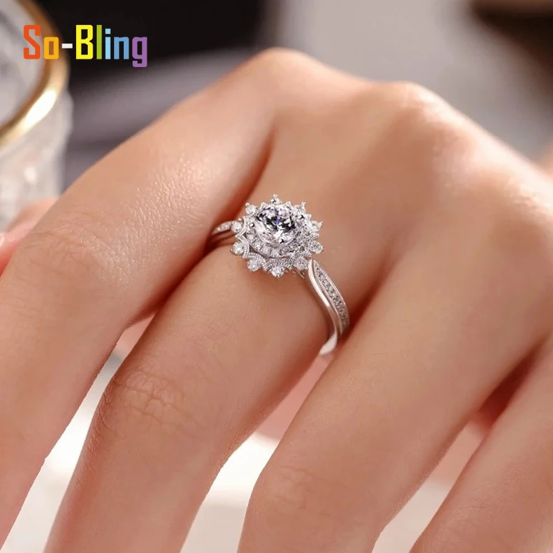 So-Bling 5 مللي متر مويسانيتي خاتم D VVS1 مع شهادة Gra 925 فضة المشاركة خاتم الزواج للنساء هدية مجوهرات #3