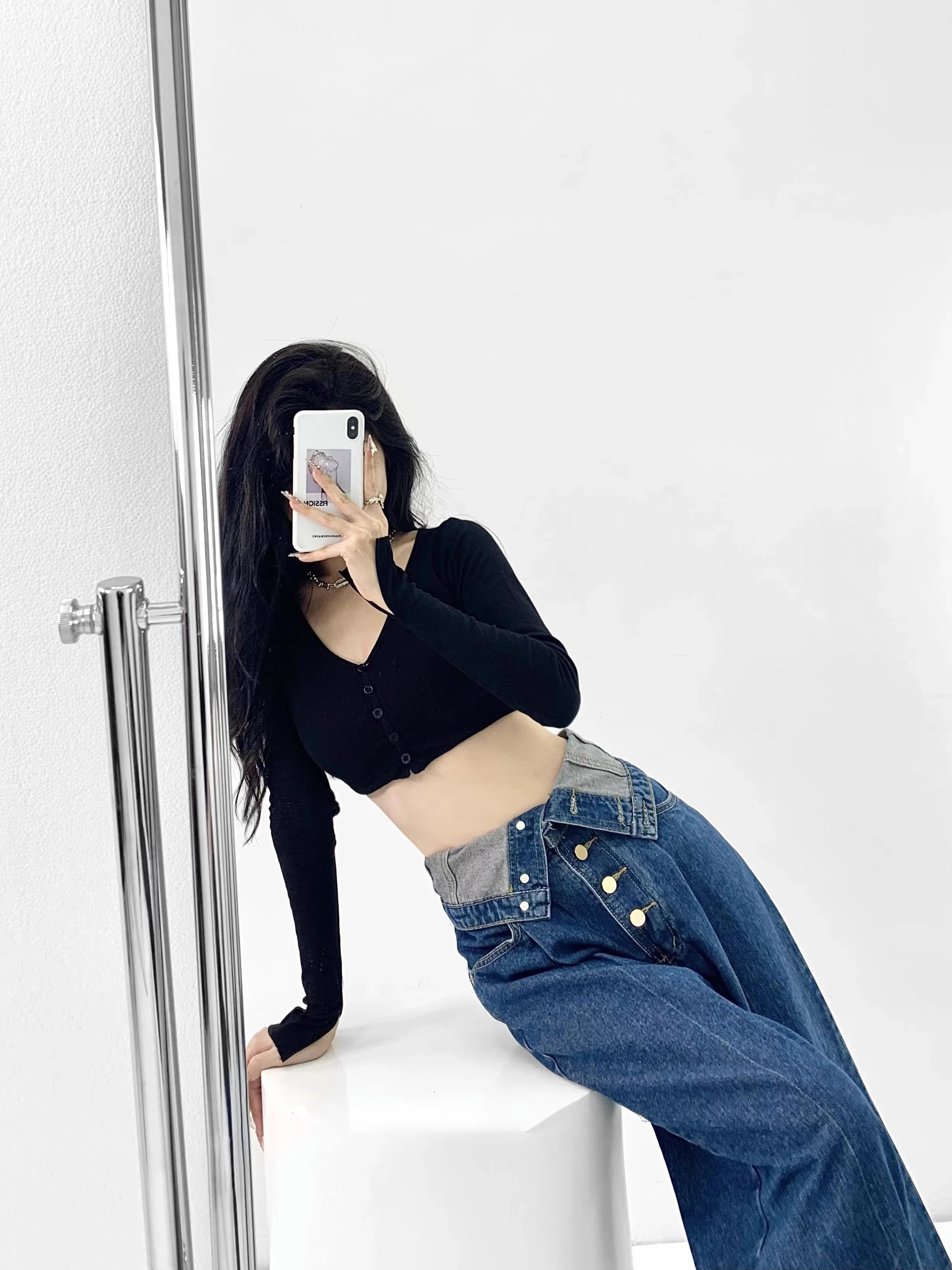 Baggy Jeans Women High Waisted Jeans Wide Leg Full Length Denim Pants Flanging Trousers 2023 Spring Streetwear Y2K Korean Fashio