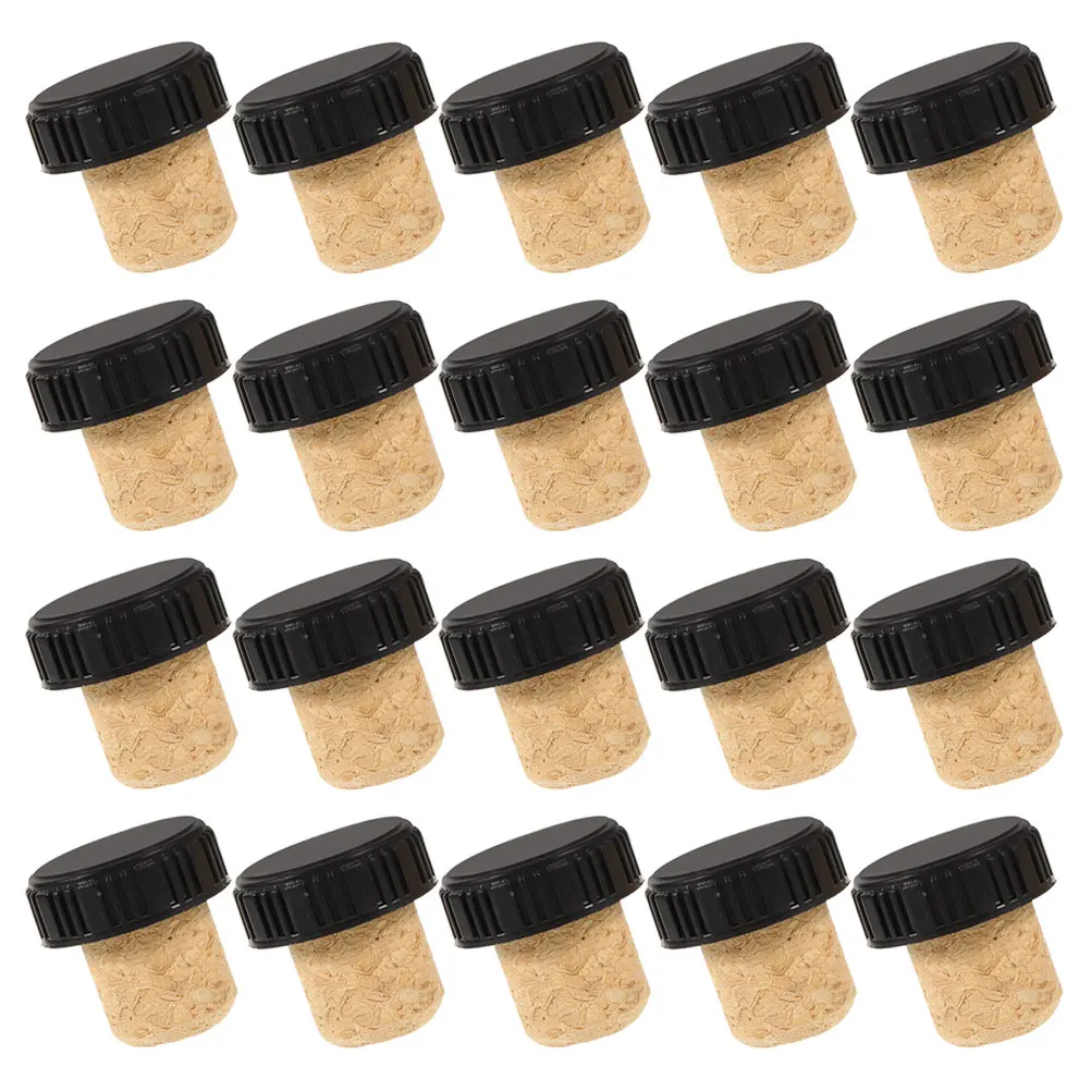 

20pcs Bottle Corks Set Black Stoppers Glass Bottles Sealer Saver Leak Proof Softwood Universal Fit
