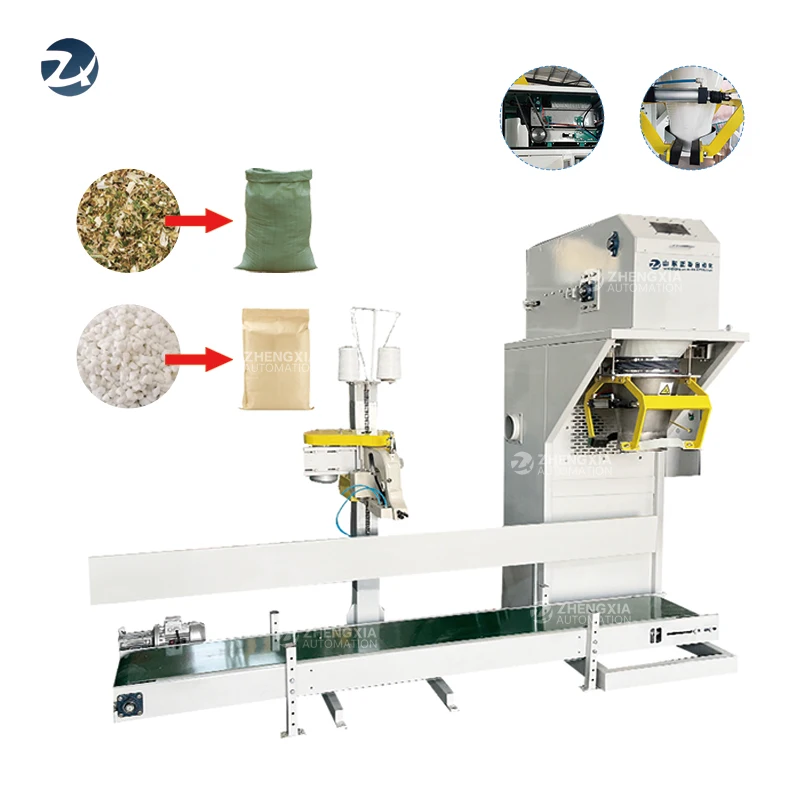 Packing Machine for Seed Bag Filling and Palletizing Sugar Rice Compost Wood Chips 25kg 50kg 50L Sand Soil Packaging Machine