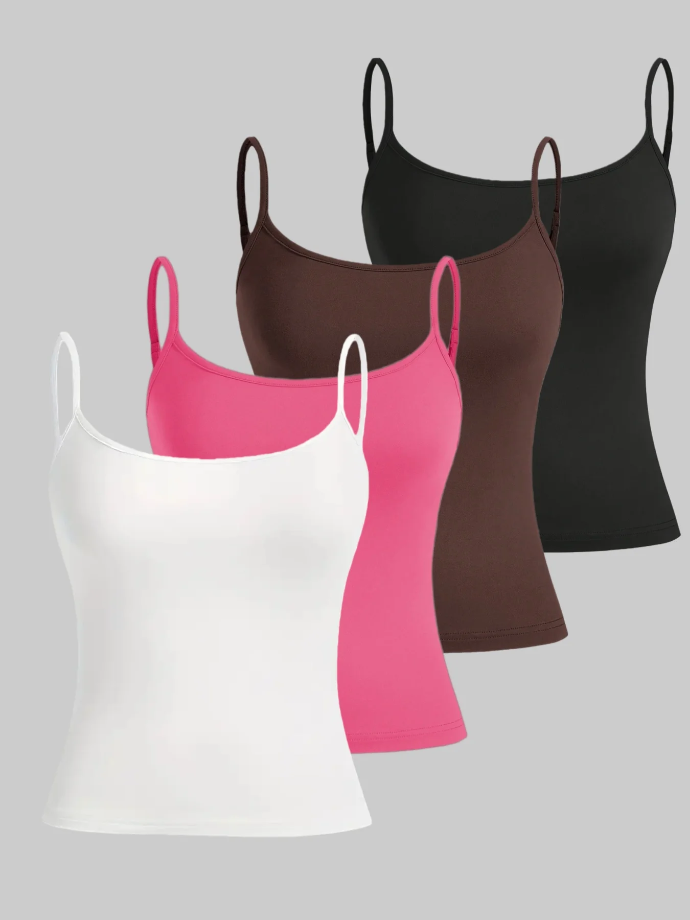 

Женские однотонные топы с бретельками больших размеров, повседневные и удобные блузки, комплекты безрукавок из четырех частей.