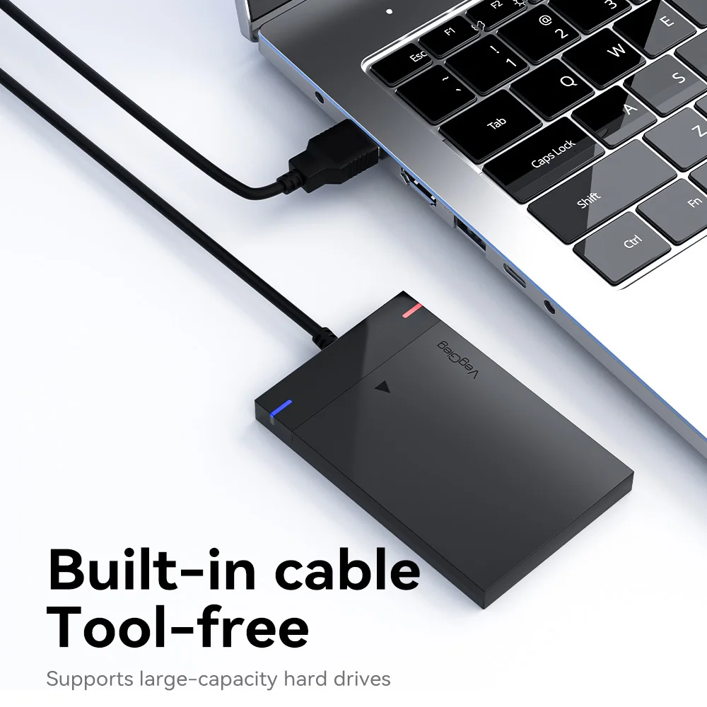 VegGieg 2.5 Inch USB 3.0 Hard Drive Enclosure SATA External HDD/SSD Case 5Gbps Tool-Free Portable Drive Adapter for Mac And PC