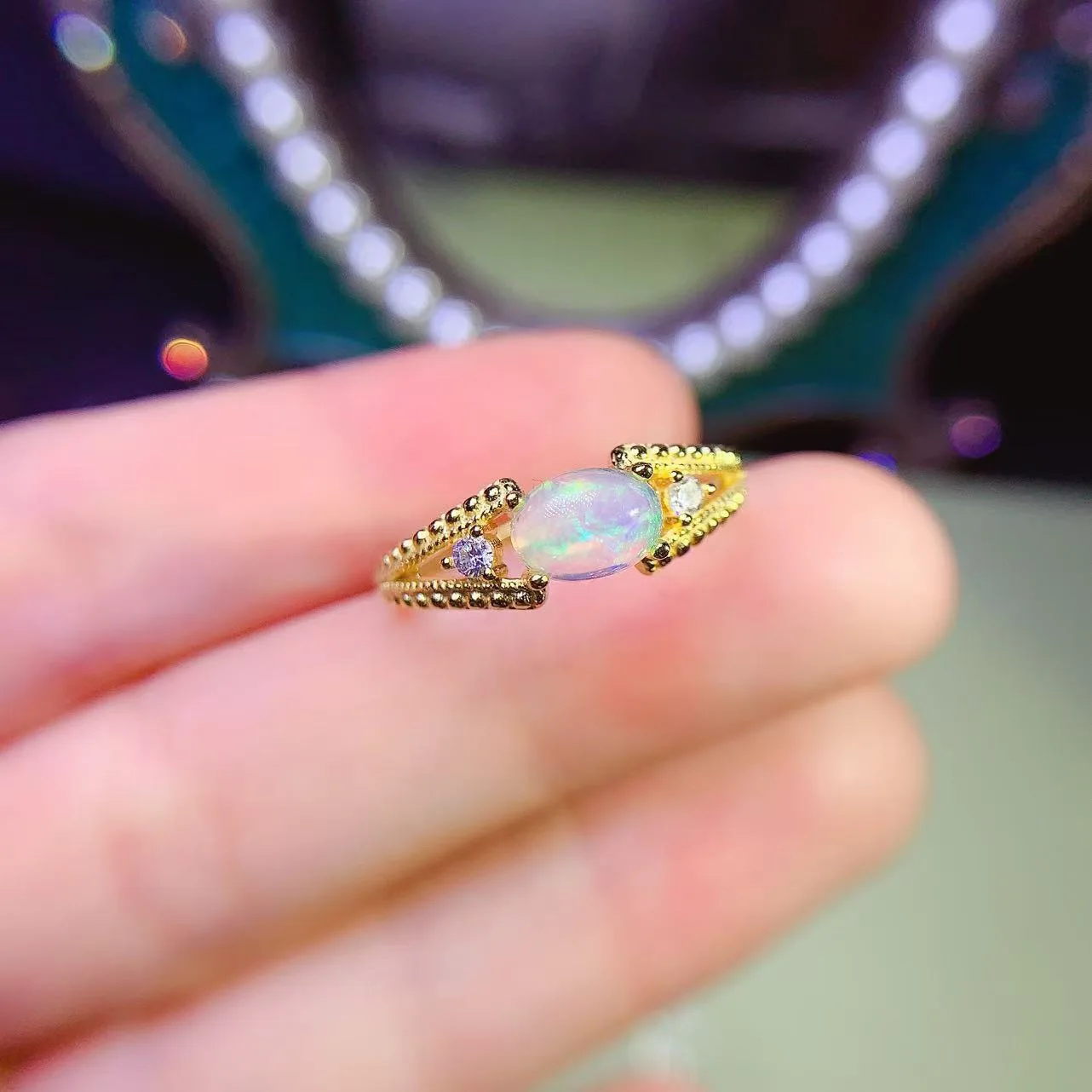 

5*7mm Natural Opal Ring Real S925 Sterling Silver Certificate Fashion Fine Simple Design Charm Weddings Jewelry for Woman FS