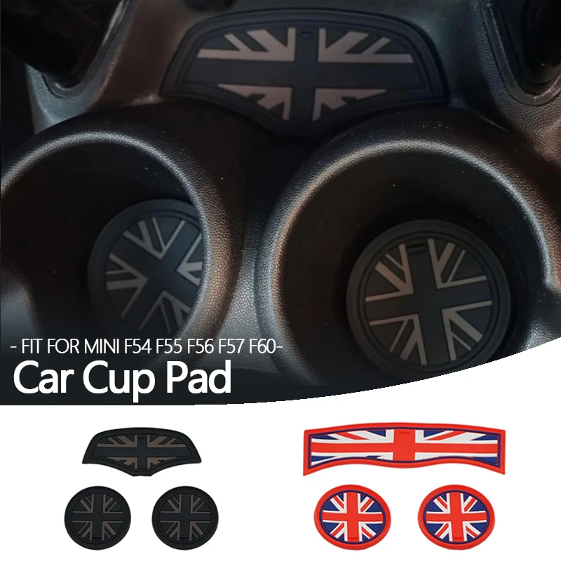 3PCS/SET Car Water Cup Pad Groove Silicone Non-slip Mat For Mini Cooper F54 F55 F56 F57 F60 Interior For Mini Car Accessories