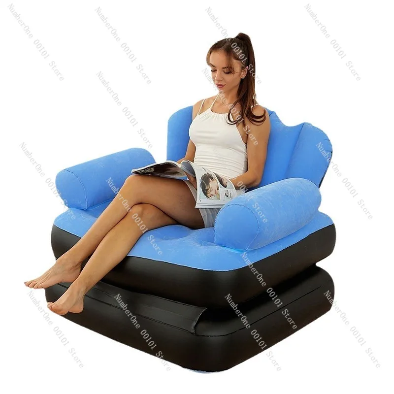 

Manufacturer In Stock Five-in-One Inflatable Sofa Bed Single Foldable Flocked Inflatable Sofa Indoor Leisure Recliner